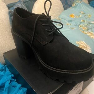 Torrid Black Lace-Up Chunky Heeled Booties